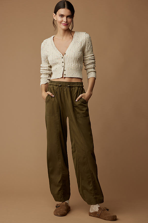 Daily Practice by Anthropologie Drawstring Ruched-Ankle Wide-Leg Trousers
