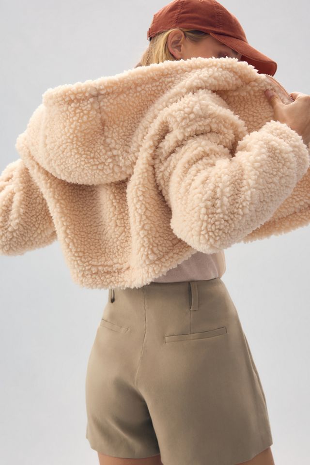 Daily Practice by Anthropologie Faux Shearling Crop Zip-Up Jacket #1