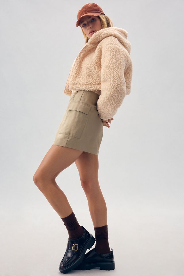 Daily Practice by Anthropologie Faux Shearling Crop Zip-Up