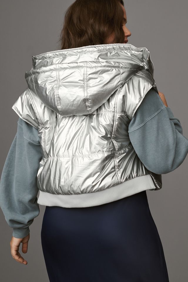 Daily Practice by Anthropologie Metallic Puffer Vest #5