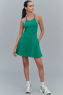 Daily Practice By Anthropologie Daily Practice Crisscross-back Swing Mini Dress In Green