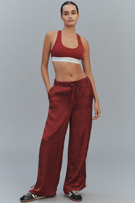 Anthropologie Daily Practice Drawstring Track Pants In Burgundy