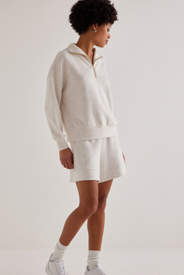 Varley Hawley Half-zip Sweatshirt In White