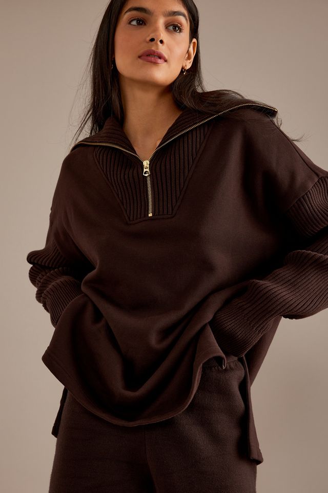 Varley Owens Half-Zip Rib Knit Sweatshirt #1
