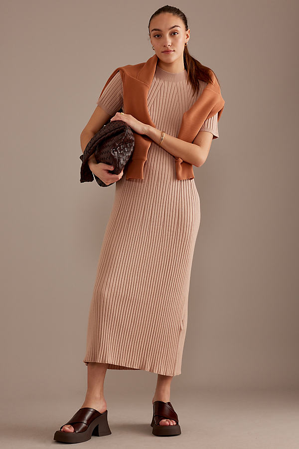 Varley Maeve Short-Sleeve Rib Knit Midi Dress