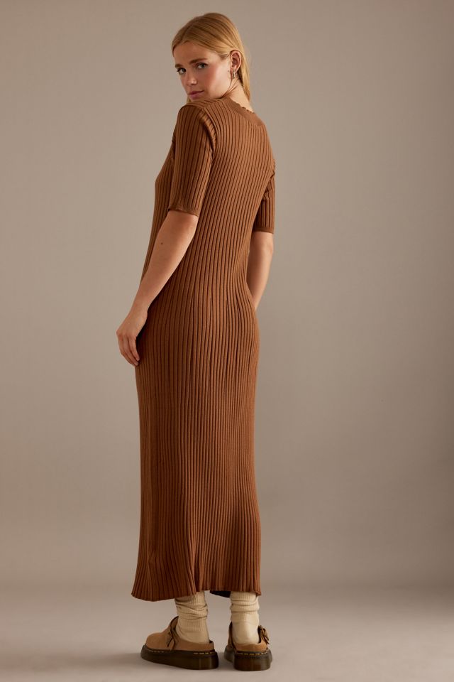 knit midi dress green Lena Green Knit Midi Dress