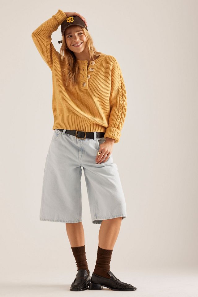 Varley Vera Pullover mit Knopfkragen und Zopfmuster #3
