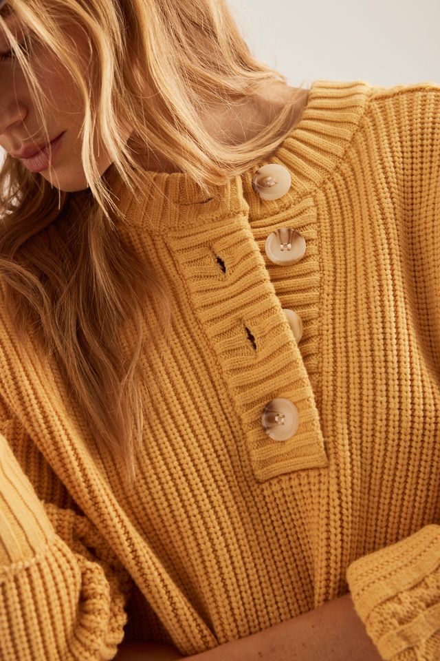 Varley Vera Pullover mit Knopfkragen und Zopfmuster #5