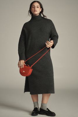 Daily Practice By Anthropologie Turtleneck Midi Jumper Dress In Grey