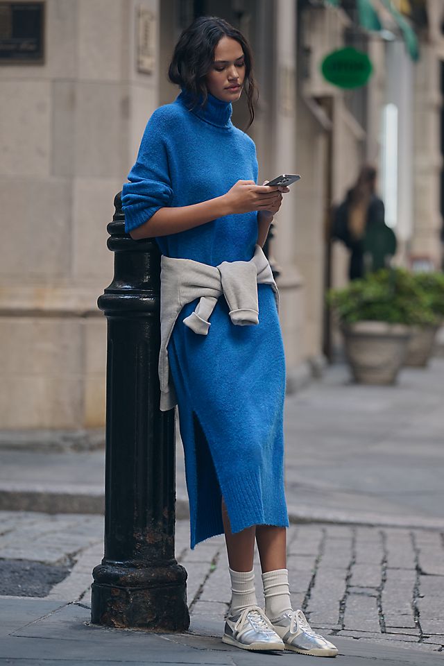 anthropologie sweater dress By Off-Shoulder Slim Sleeve Mini Sweater Dress by English Factory in Grey Happy Monday! Sharing this cute