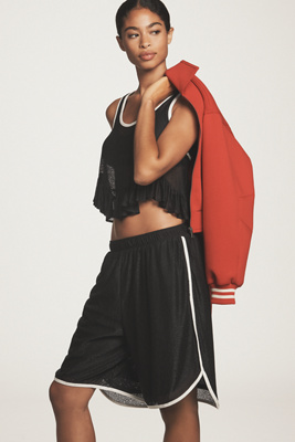 Daily Practice By Anthropologie Daily Practice Lace Track Shorts In Black