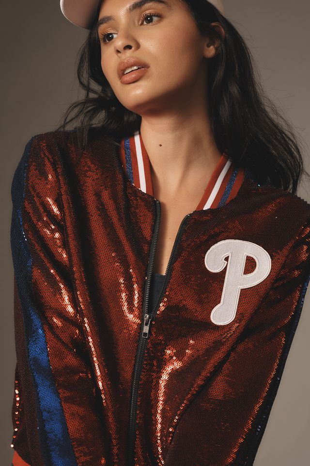 The Wild Collective Phillies Sequin Bomber Jacket #3
