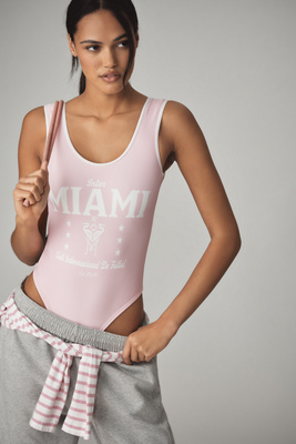 The Wild Collective X Anthropologie Graphic Bodysuit In Pink