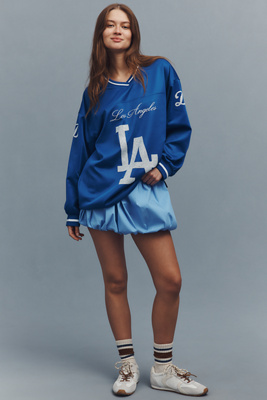 The Wild Collective X Anthropologie Mlb Long-sleeve Mini Dress In Blue