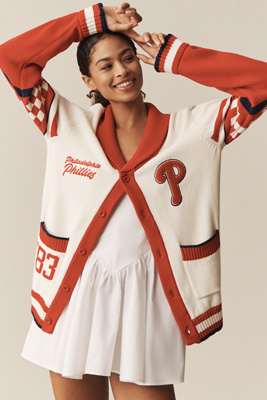 The Wild Collective X Anthropologie Mlb Cotton Cardigan Sweater In Multi