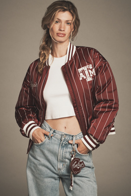 The Wild Collective X Anthropologie Bomber Jacket In Burgundy