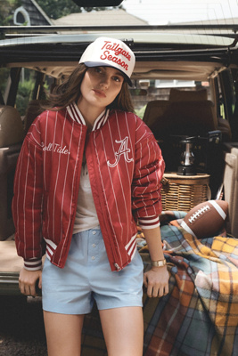 The Wild Collective X Anthropologie Ncaa Bomber Jacket In Brown