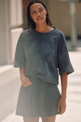 Daily Practice By Anthropologie Daily Practice Short-sleeve Washed Sweatshirt In Blue