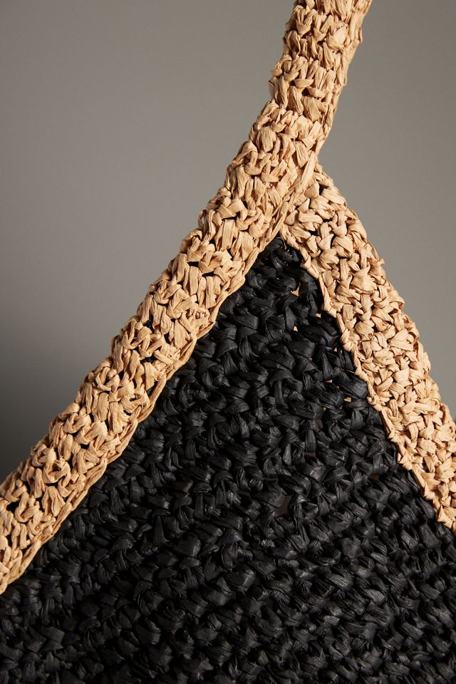 Tipped Angular Straw Tote Bag #2