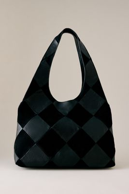 Sac fourre-tout en patchwork de daim et cuir