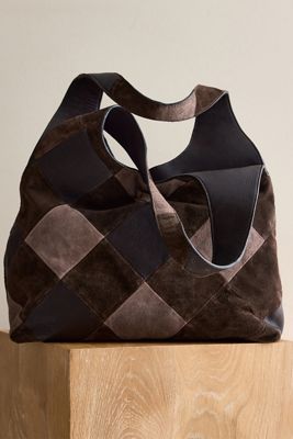 Bolso Tote de Gamuza y Cuero Patchwork
