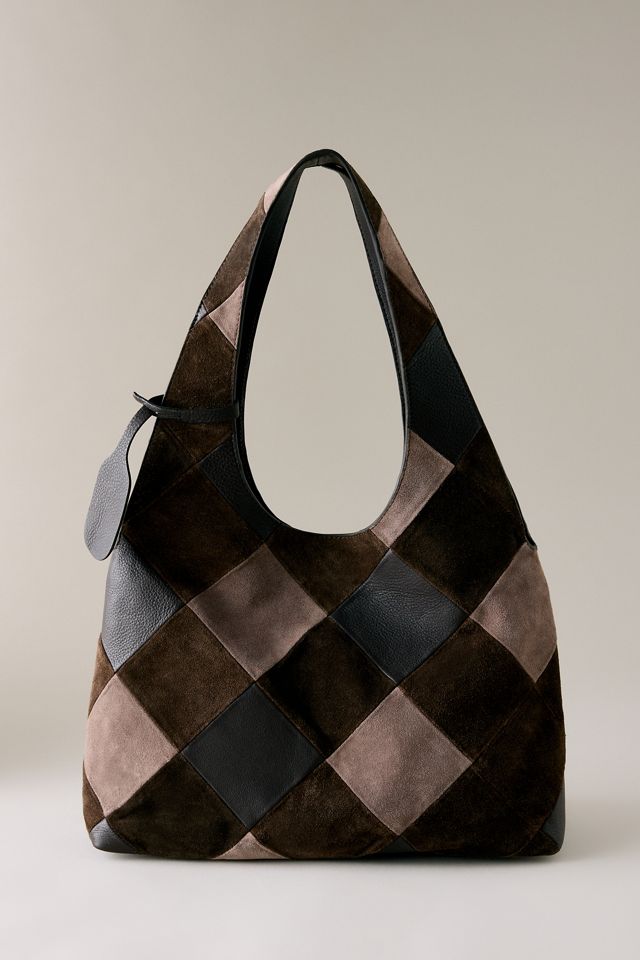 Patchwork Wildleder- & Leder-Tragetasche #1