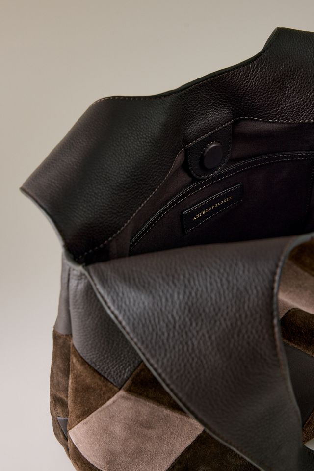 Patchwork Wildleder- & Leder-Tragetasche #3