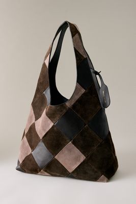 Patchwork Wildleder- & Leder-Tragetasche