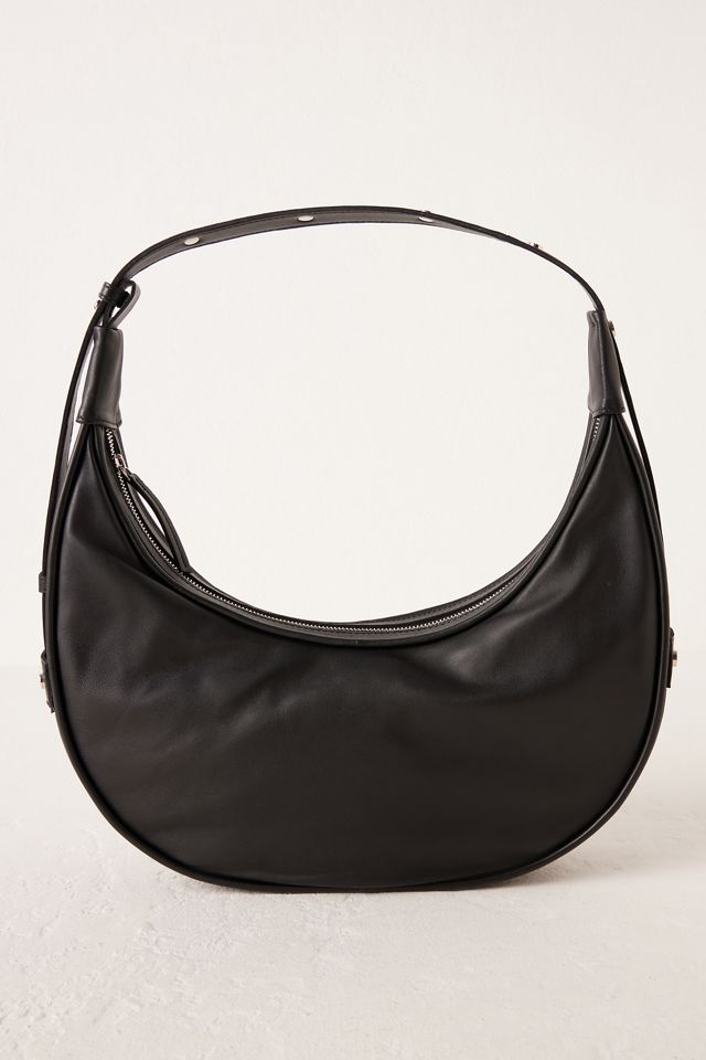 Halbmondförmige Schultertasche aus Leder mit Nieten #2
