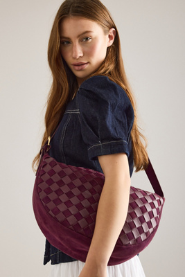 Check Leather Crossbody Bag