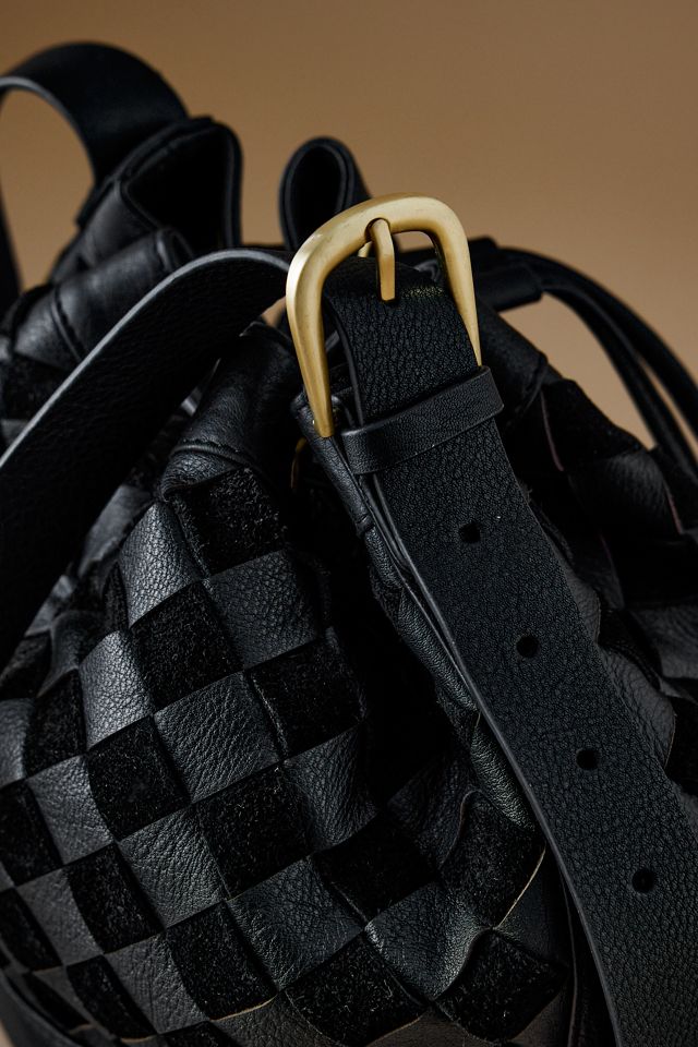 By Anthropologie Check Leather Bucket Bag #3