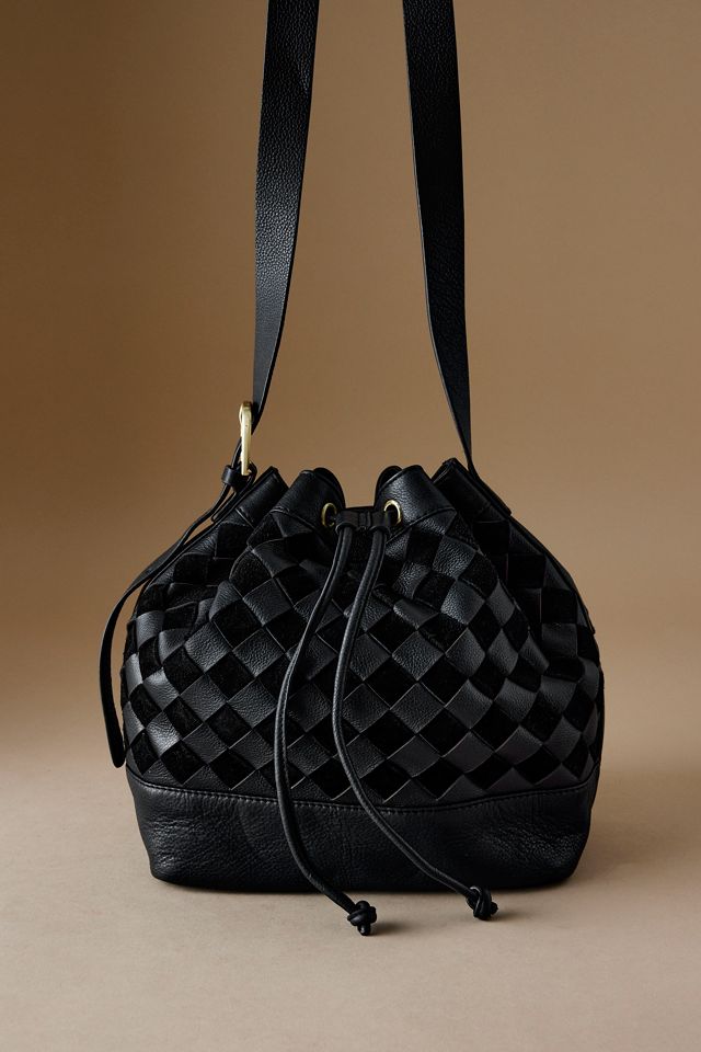 By Anthropologie Check Leather Bucket Bag #4