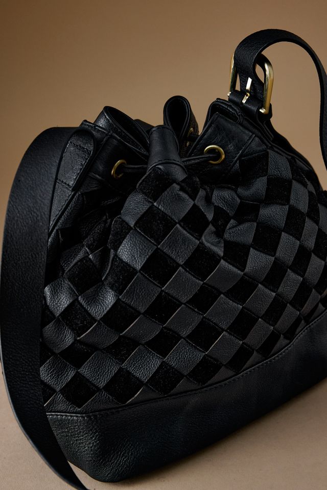 By Anthropologie Check Leather Bucket Bag #5