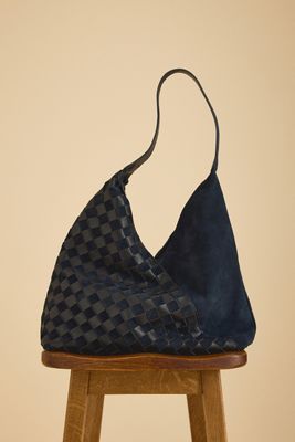 Sac hobo en cuir à damier
