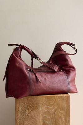 Distressed Leather Hardware Shoulder Bag