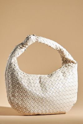 Melie Bianco The Brigitte Woven Faux-leather Shoulder Bag By : Oversized Edition In White