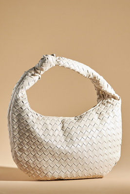 Melie Bianco The Brigitte Woven Faux-leather Shoulder Bag By : Oversized Edition In White