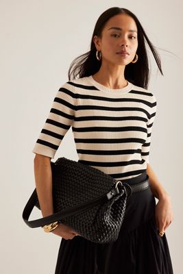 Sac porté épaule en osier Melie Bianco