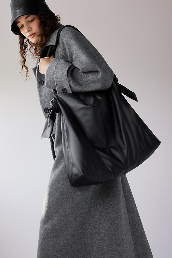 Knotted Leather Slouchy Tote Bag