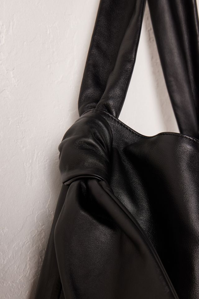 Knotted Leather Slouchy Tote Bag #3