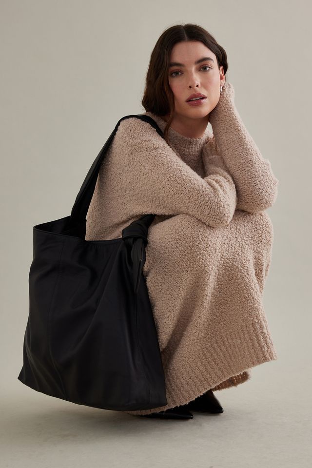 Knotted Leather Slouchy Tote Bag #1