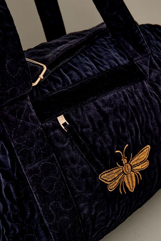 Elizabeth Scarlett Honey Bee Embroidered Velvet Duffel Bag #1
