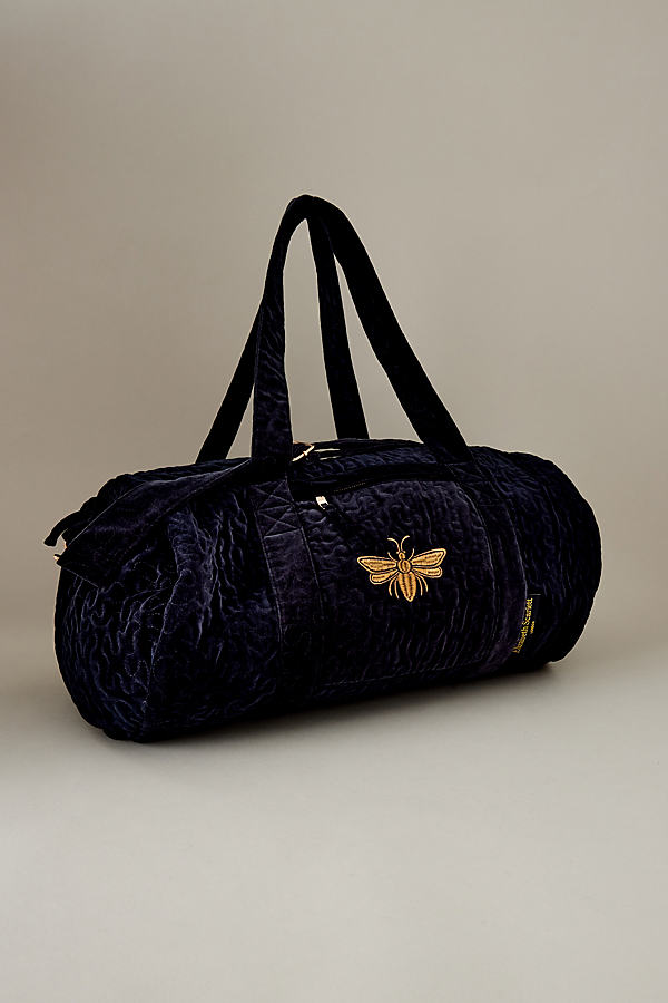 Elizabeth Scarlett Honey Bee Embroidered Velvet Duffel Bag