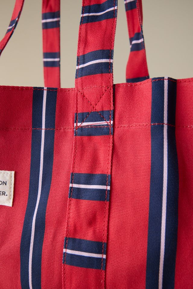 Damson Madder Stripe Canvas Tote Bag #1
