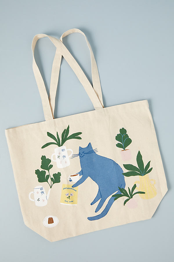 Anthropologie x Holly Jolley Cat Monogrammed Tote Bag