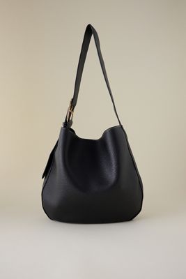 Faux-Leather Slouchy Tote Bag