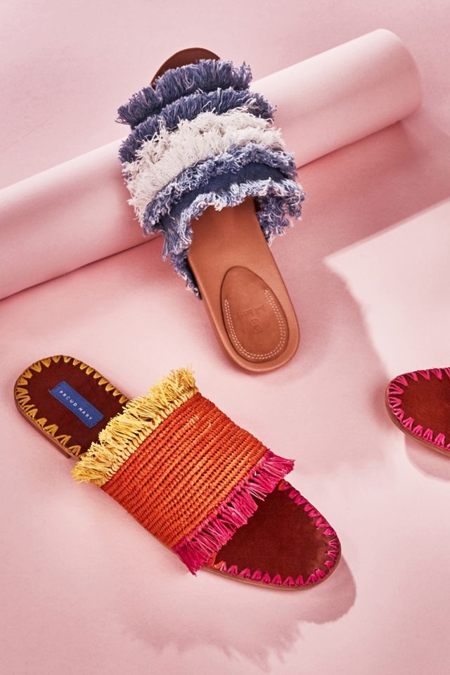 Proud Mary Raffia Fringe Slide Sandals #5