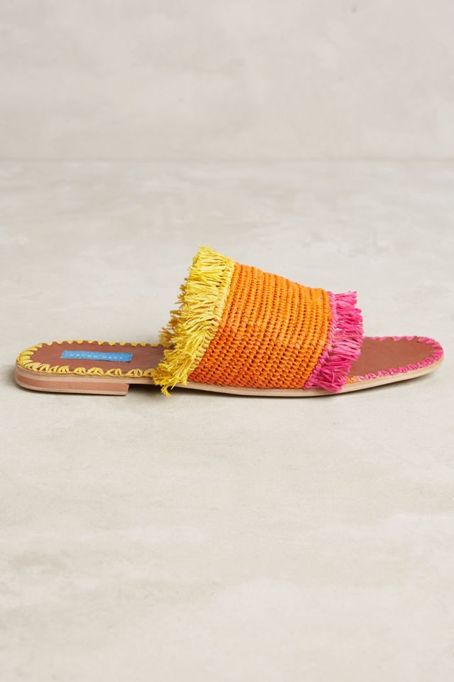 Proud Mary Raffia Fringe Slide Sandals #1