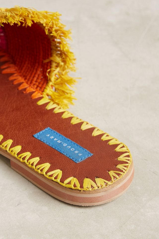 Proud Mary Raffia Fringe Slide Sandals #4
