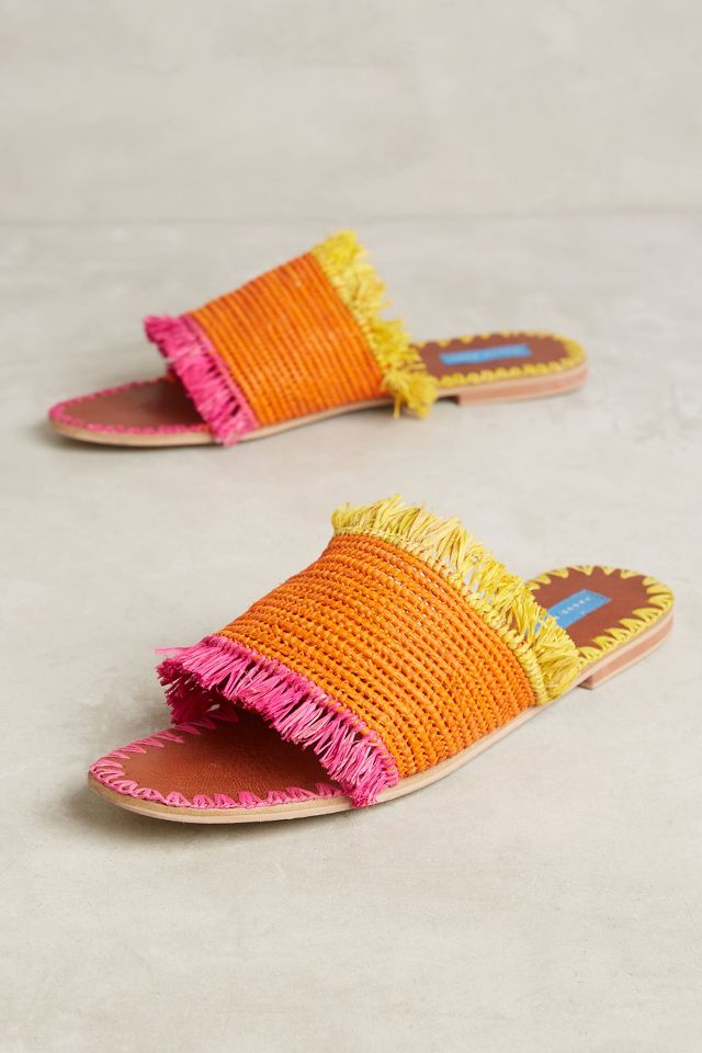 Proud Mary Raffia Fringe Slide Sandals | Anthropologie